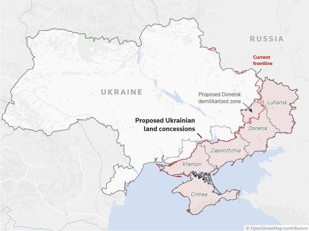 Новый мирный план: Украине предлагают уступить 2300 км² Донбасса в обмен на частичный вывод войск России