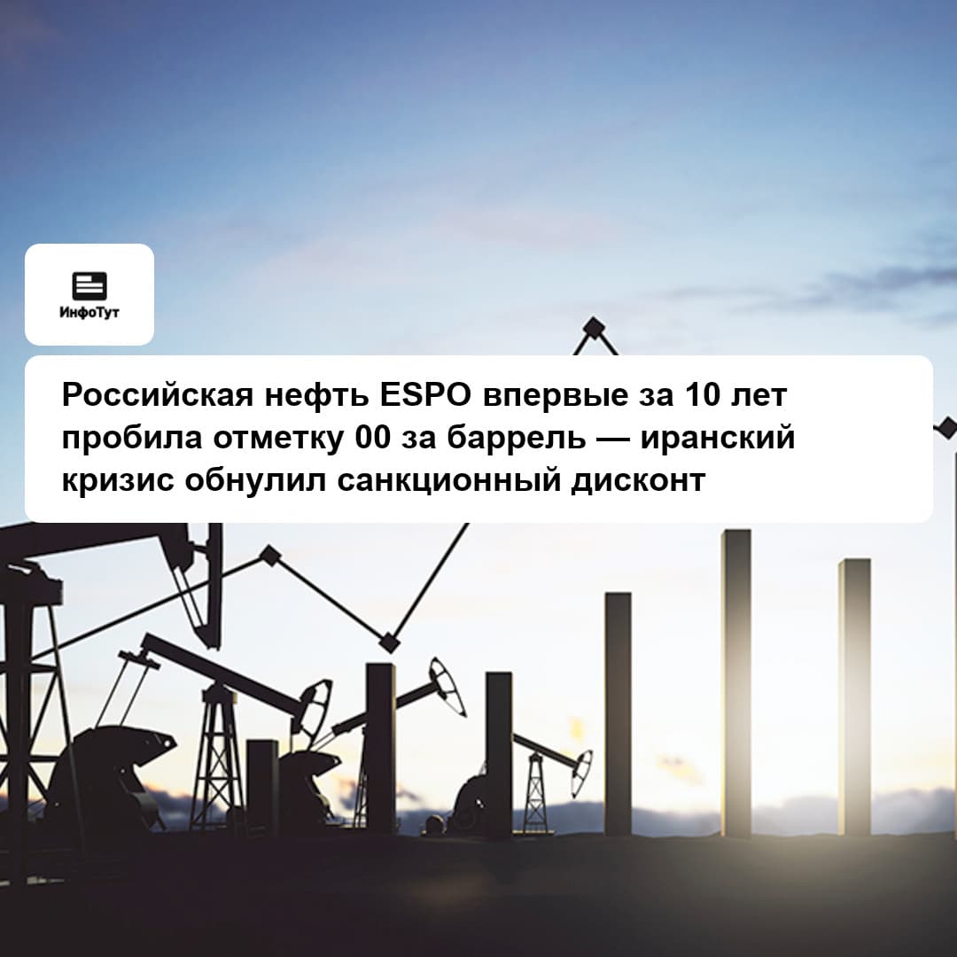 Российская нефть ESPO впервые за 10 лет пробила отметку $100 за баррель — иранский кризис обнулил санкционный дисконт