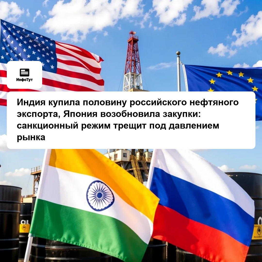 Индия купила половину российского нефтяного экспорта, Япония возобновила закупки: санкционный режим трещит под давлением рынка