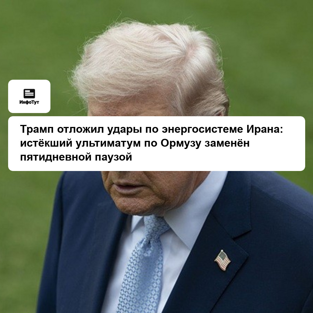 Трамп отложил удары по энергосистеме Ирана: истёкший ультиматум по Ормузу заменён пятидневной паузой