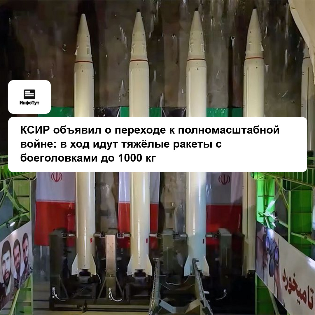 КСИР объявил о переходе к полномасштабной войне: в ход идут тяжёлые ракеты с боеголовками до 1000 кг