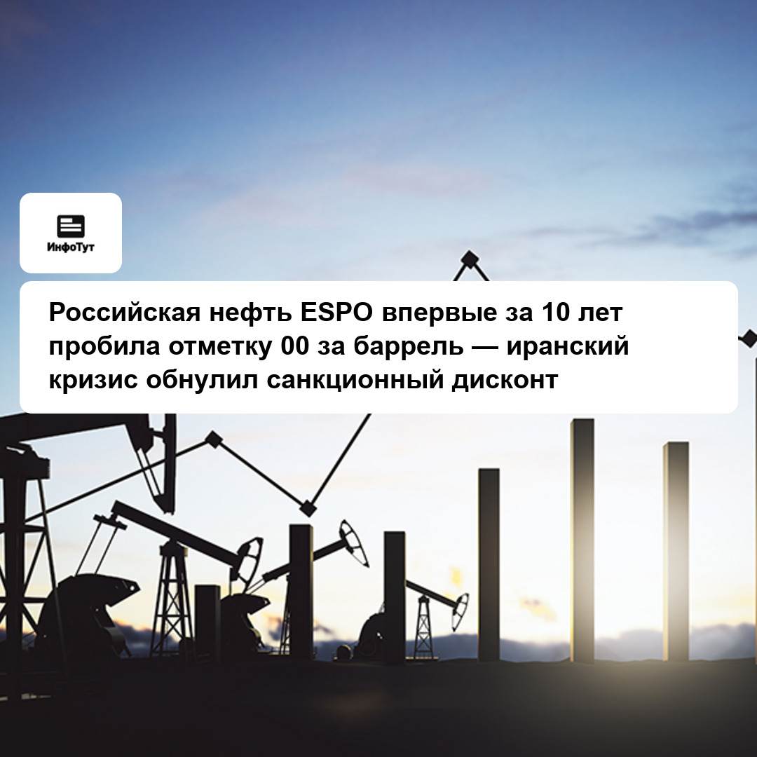 Российская нефть ESPO впервые за 10 лет пробила отметку $100 за баррель — иранский кризис обнулил санкционный дисконт