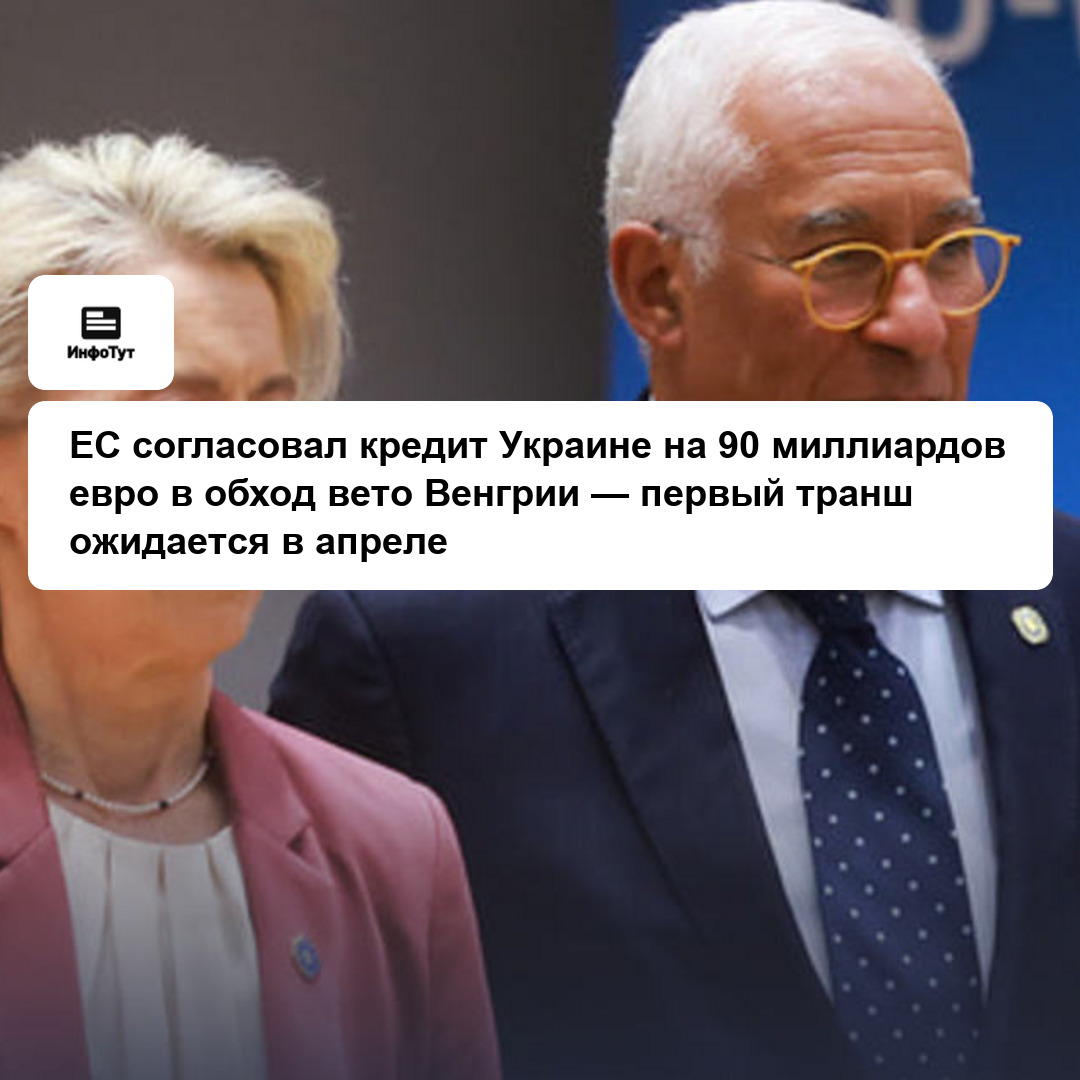ЕС согласовал кредит Украине на 90 миллиардов евро в обход вето Венгрии — первый транш ожидается в апреле