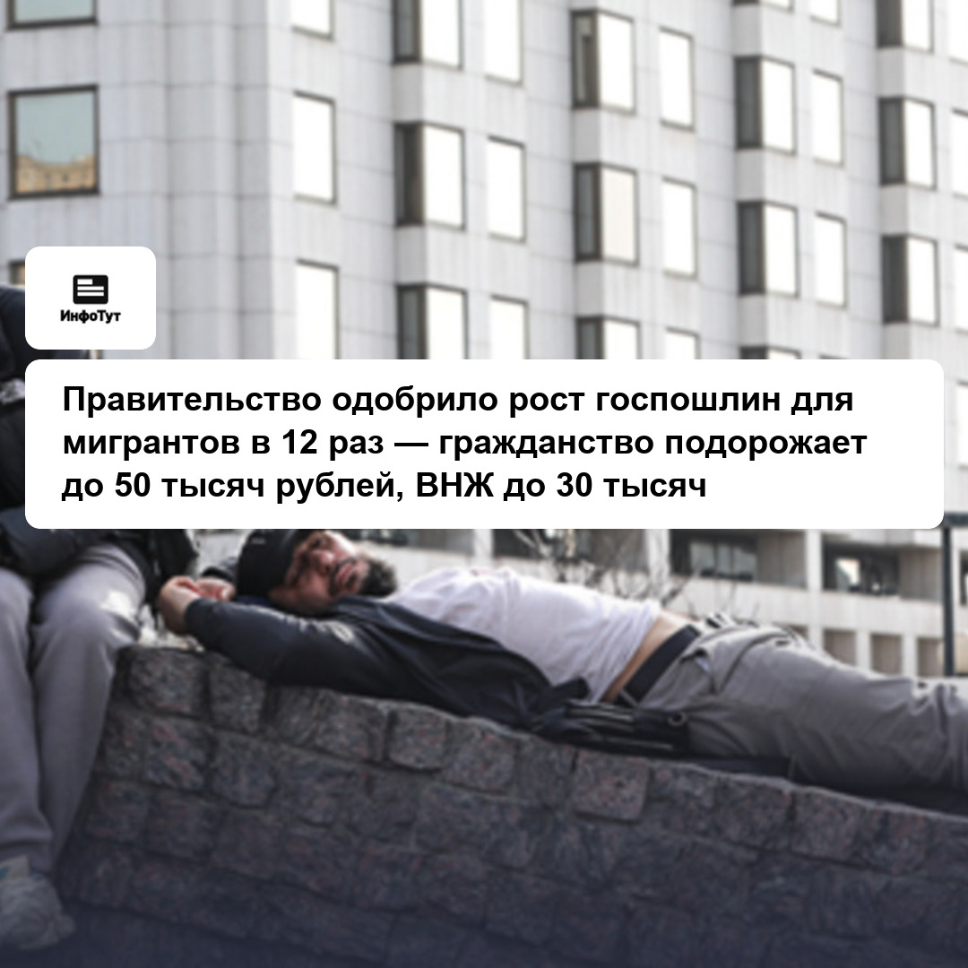 Правительство одобрило рост госпошлин для мигрантов в 12 раз — гражданство подорожает до 50 тысяч рублей, ВНЖ до 30 тысяч