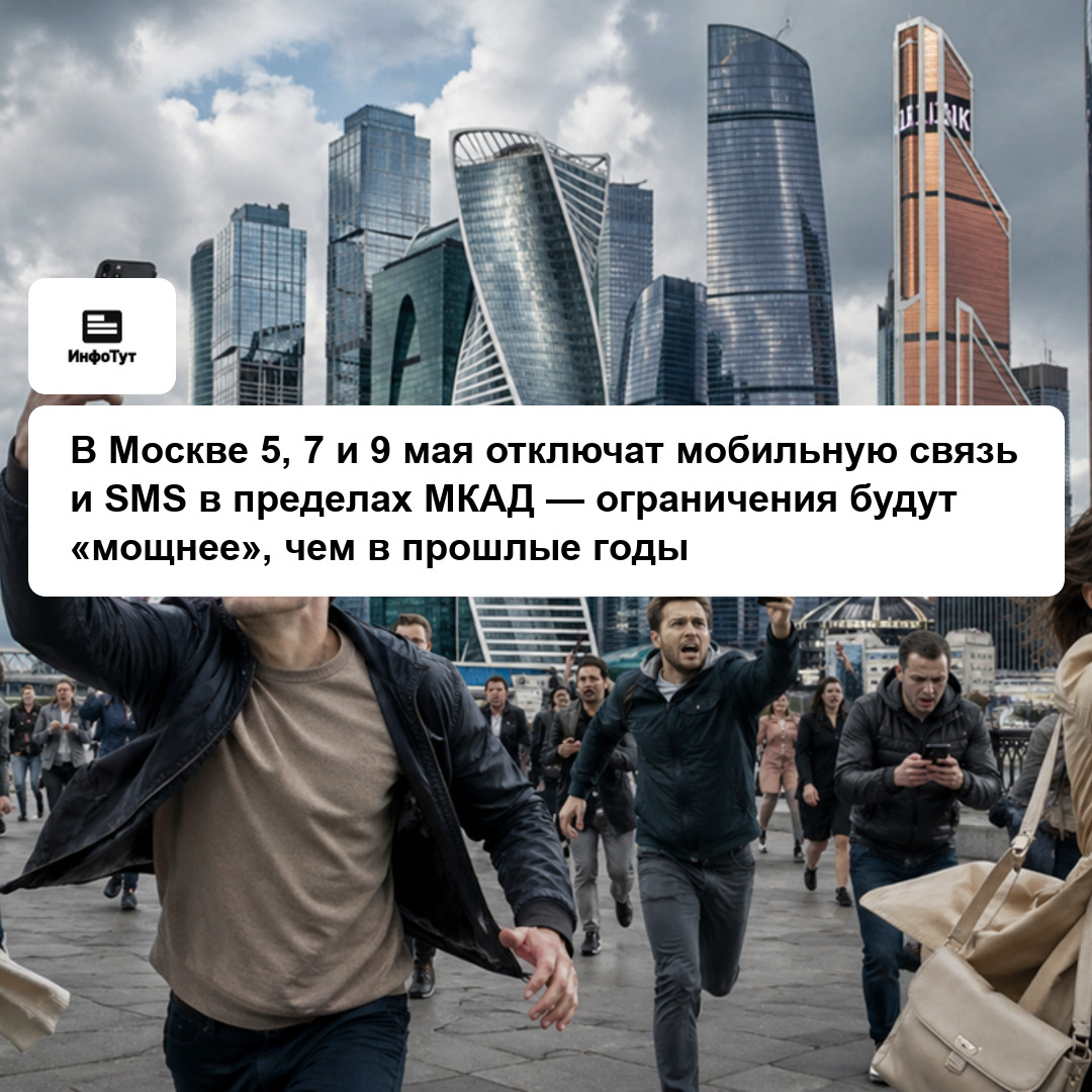 В Москве 5, 7 и 9 мая отключат мобильную связь и SMS в пределах МКАД — ограничения будут «мощнее», чем в прошлые годы