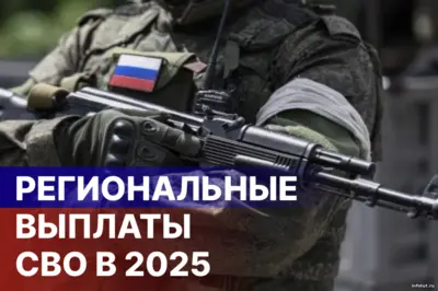 Российский военнослужащий получает документы и денежное обеспечение; визуальный акцент на теме региональных выплат участникам СВО в 2025 году.